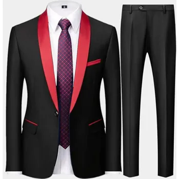 Pánský oblek Svatební oblek MC441 Velikost: XL, Barva (Varianta): 2 Pcs Set black red