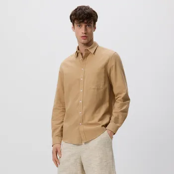 Pánská košile Reserved - Košile ze směsi lnu regular - béžová - 8458H-80X - 8458H-80X-XXL