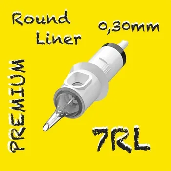 Tetování 7RL PREMIUM CARTRIDGE 0,30MM ROUND LINER 1KS N2 TETOVACÍ JEHLY