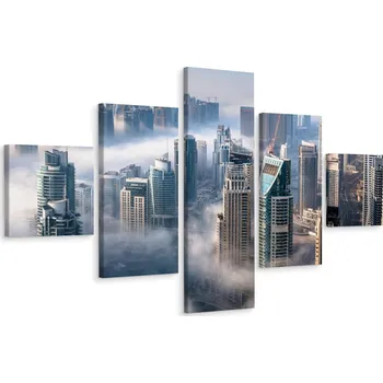 Obraz Pěti-dílný obraz Dubaj Město v mlze 3D efekt 250x150 cm