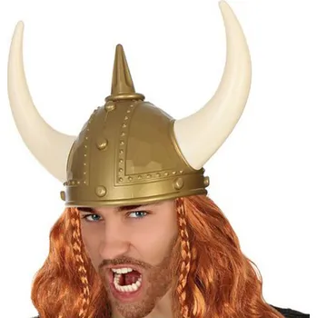 Karnevalová paruka Falanzo Carnival Přilba ke kostýmu Viking Zlatá Parohy