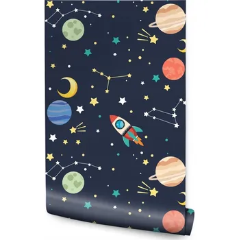 Fototapeta Tapeta planety, hvězdy, vesmír do pokoje chlapce