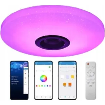 LAMPA STROPNÍ SVÍTIDLO LED RGB 72W BLUETOOTH REPRODUKTOR APLIKACE DÁLKOVÝ OVLADAČ PAMĚŤ BARVY