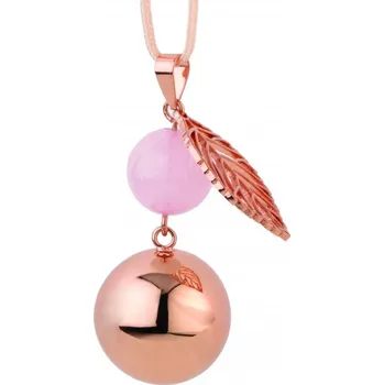 Přívěsek Bola těhotenská rolnička FANTASY Rose gold pearl leaf