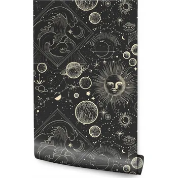 Tapeta Tapeta v roli MĚSÍCE Planety Vlny Skica Boho