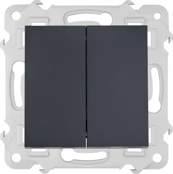 vypínač Polmark BELLA Dvojitý schodišťový přepínač, matná černá barva