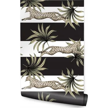 Fototapeta Tapeta Tropické Listy GEPARDI Černo-Bílé Pruhy