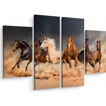 Obraz Čtyřdílný obraz cválající koně 3D dekorace 80x60