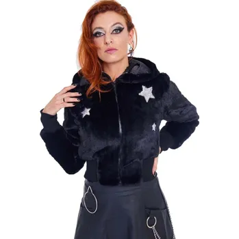 Dámský bomber bunda dámská (top) JAWBREAKER - Star Struck Faux Fur - Black