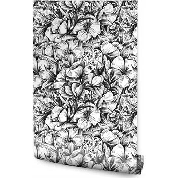 Fototapeta Tapeta do obýváku ABSTRAKCE Černobílé máky květy Retro styl