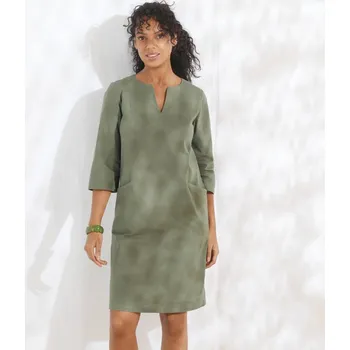 Dámské šaty Rovné šaty s kapsami, ze směsi bavlny a lnu bronzová 38