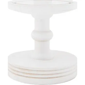 Dóza na potraviny Skleněný poklop na bílém dřevěném podstavci s vysokou nohou Kai S – 14x34 cm