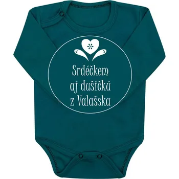 Bodýčko Srdéčkem aj dušičkú z Valašska srdíčko Barva: Petrolejová, Velikost: 86 přes hlavu (12-18 měsíců)