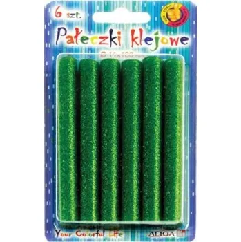 Příslušenství k lepící pistoli Lepicí tyčinky do tavné pistole 11mm x 10cm 6 ks zelené s glitry Aliga