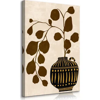 Obraz OBRAZ NA PLÁTNĚ LISTY AZTÉCKÉ VZORY ZÁTIŠÍ STYL BOHO 40x60