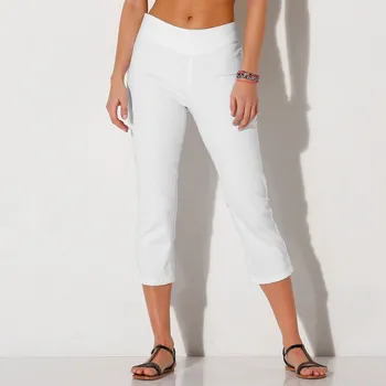 Dámské kalhoty Strečové 7/8 kalhoty s efektem plochého břicha bílá 46