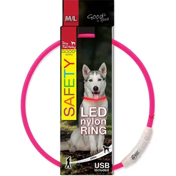 Obojek pro psa Obojek Dog Fantasy LED nylon růžový 65cm