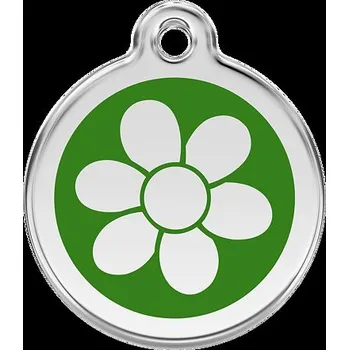 psí známka Známka Red Dingo Květina zelená velikost známky M - 30 mm
