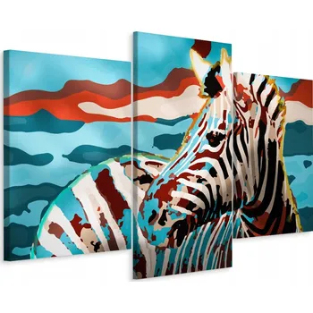 Obraz Obraz Tryptych Barevná ZEBRA Dekorace Malba 60x40