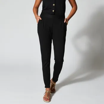 Úzké jednobarevné kalhoty ze vzdušného úpletu černá 42/44