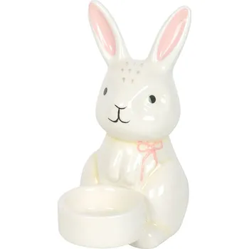 Svícen Bunny Svícen na čajovou svíčku - Keramický zajíček pro jarní výzdobu
