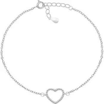 Náramek Brilio Silver BRC59W se srdíčkem (Ag 925/1000, 1,24 g)
