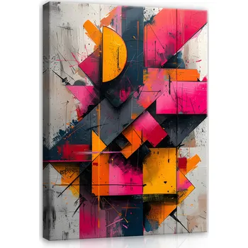 Obraz OBRAZ ABSTRAKCE BAREVNÉ FIGURY NA PLÁTNĚ DO LOŽNICE OBÝVÁKU 120x80