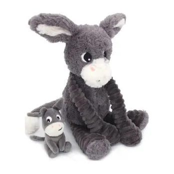 plyšák PTIPOTOS Plyšový osel Poitou šedý - máma s miminkem