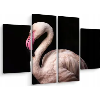 Obraz Obraz Čtyřdílný (Tetraptych) PLAMEŇÁK na Černém Pozadí 3D 80x60