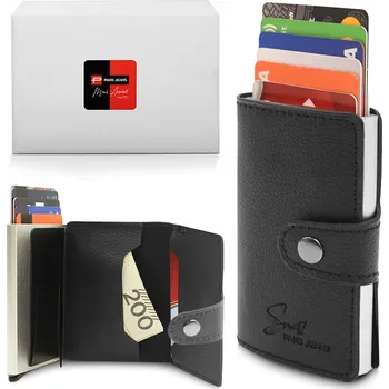Automatické POUZDRO na karty s RFID ochranou, vysouvací peněženka Pako Jeans ČERNÁ