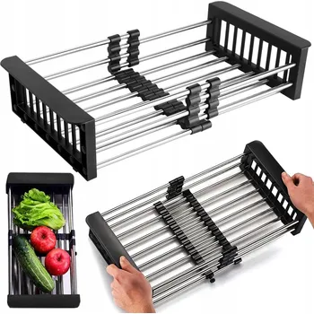 Odkapávač na nádobí ODKAPÁVAČ na dřez TELESKOPICKÝ košík do dřezu OCELOVÝ nastavitelný