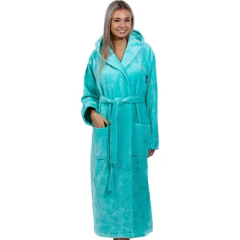 Dámský župan Zelený luxusní dlouhý župan na kojení z extra froté MOŘSKÝ SVĚT A MUŠLIČKY 1ZF3021 zelená l-xl