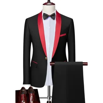 Luxusní oblek na svatbu MC458 Velikost: 3XL, Barva (Varianta): Sada 2 ks černá červená