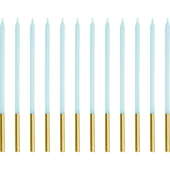 Dortová svíčka Vysoké narozeninové svíčky 14 cm - modré 12 ks