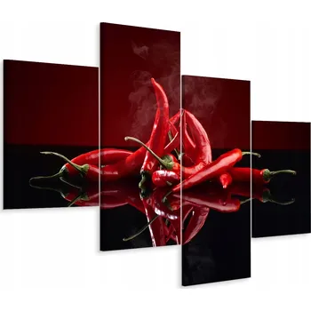 Obraz Čtyřdílný obraz Červené papriky zelenina 80x50