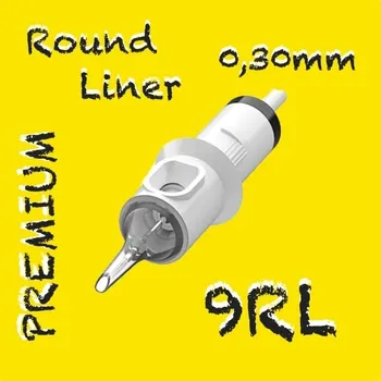 Tetování 9RL PREMIUM CARTRIDGE 0,30MM ROUND LINER 1KS N2 TETOVACÍ JEHLY