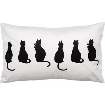 Dekorativní polštářek Bílý povlak na polštář s kočičkami – 30x50 cm