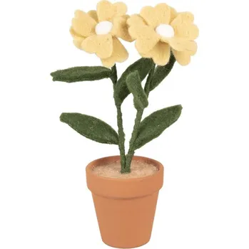 umělá květina Dekorace plstěná žlutá květina v květináči – 8x8x26 cm