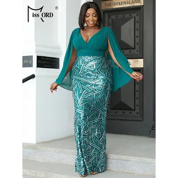 Dámské šaty Zelené maxi šaty s flitrovou sukni Barva: Zelená, Velikost: L