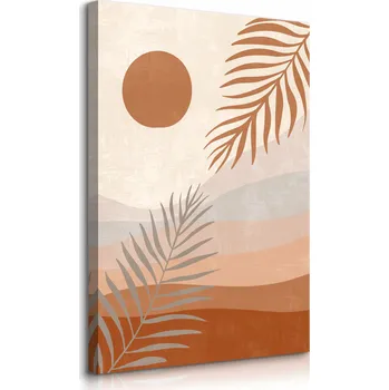 Obraz OBRAZ DO OBÝVÁKU PASTELOVÁ KRAJINA POUŠŤ LISTY STYL BOHO PŘÍRODA 70x100