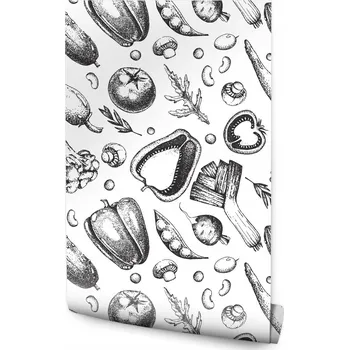 Fototapeta Tapeta zelenina houby bylinky do kuchyně jídelny