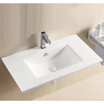 Umyvadlo BESTECO Harp 82 Keramické Zápustné Umyvadlo 82x47 cm, Hranaté, Bílá Lesklá, Do Nábytku, 82x47x17 cm