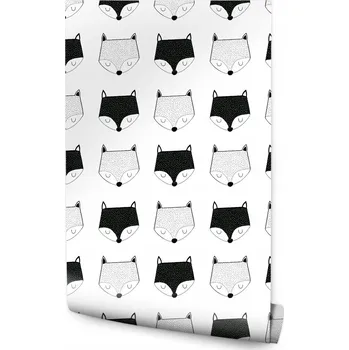 Fototapeta Tapeta do dětského pokoje černo-bílé lišky