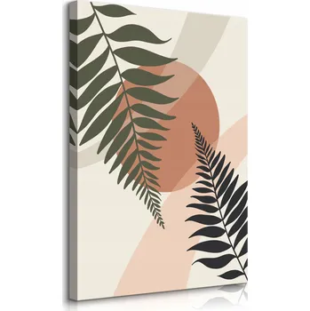 Obraz OBRAZ DO OBÝVÁKU PALMOVÉ LISTY PŘÍRODA ZÁPAD SLUNCE BOHO 30x40
