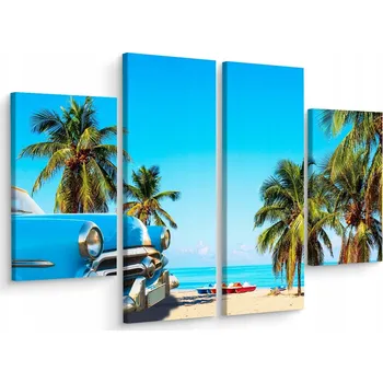 Obraz Čtyřdílný obraz Tropický ostrov AUTO Kuba 80x60