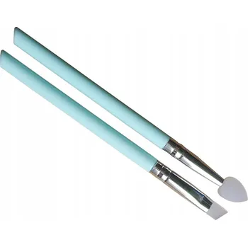 Kosmetický štětec Sada 2x silikonový štěteček na gel akryl zdobení dřevěná rukojeť