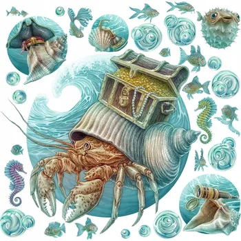 Obraz Samolepky Pro Děti Pohádkový Podmořský Svět Krab Mořská Zvířata 60x63 cm