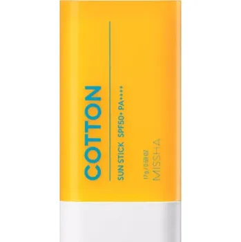 Přípravek na opalování MISSHA All Around Safe Block Cotton Sun Stick SPF50+/PA++++ - Tyčinka na opalování se zmatňujícím efektem
