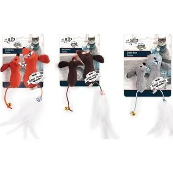 Hračka pro kočku AFP Real Vintage Retro myšky s peříčky a rolničkou – se šantou