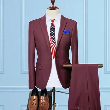 Pánský oblek Pánský luxusní oblek MC141 Velikost: 3XL, Barva (Varianta): Sada 2 ks vína